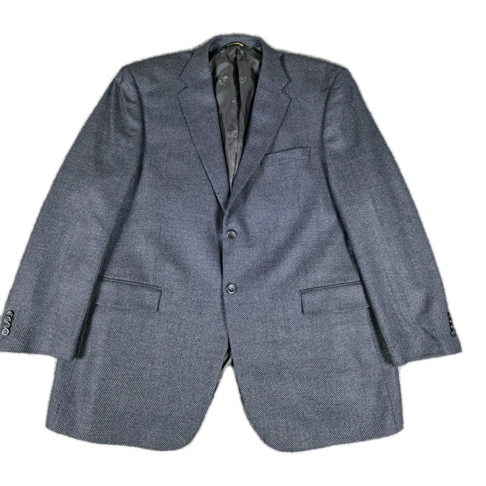Pronto Moda Men Wool Cashmere  Lana Lux Sports Coat Sz 46R Blue Italian Fabric